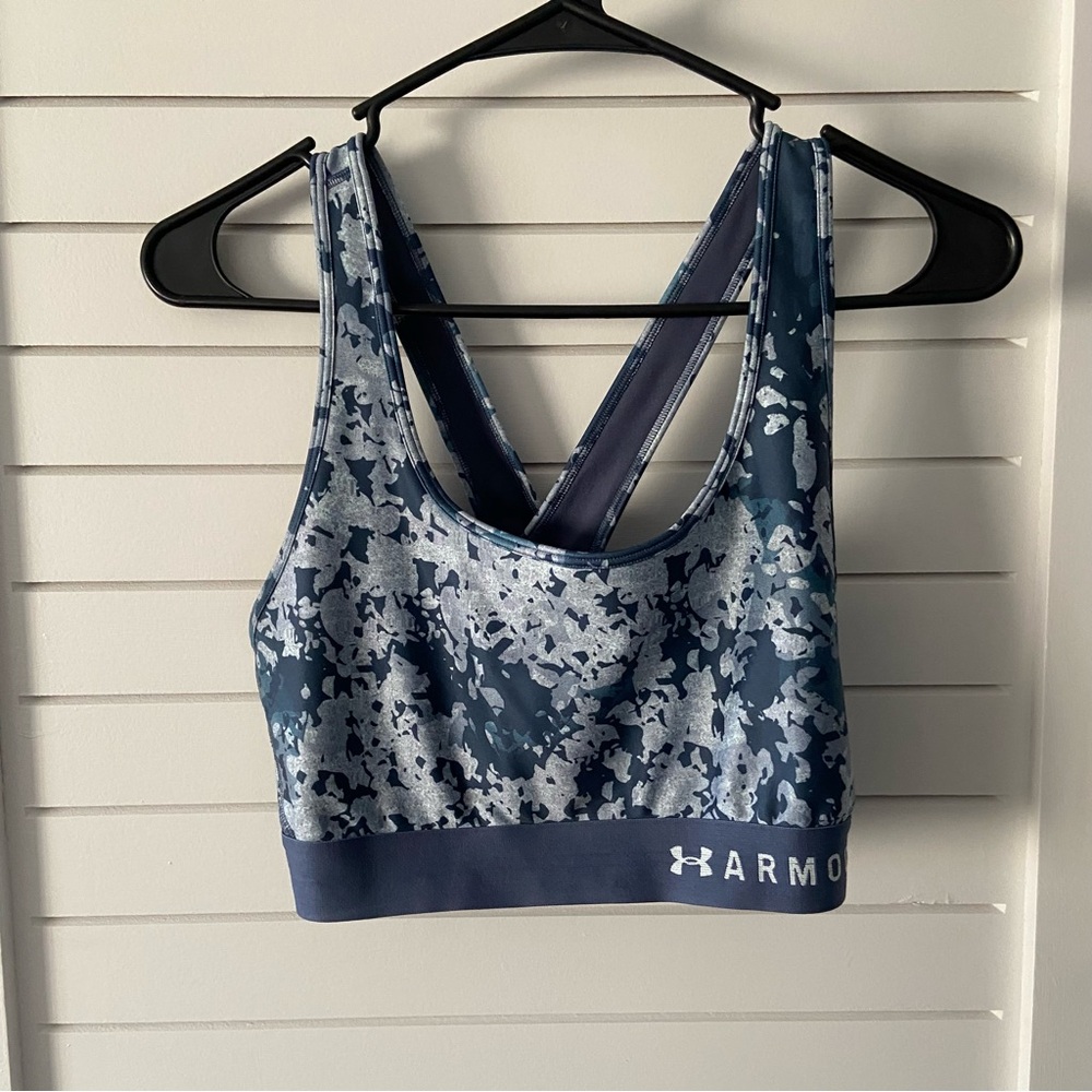 Under Armour Sports Bra Blue Floral Size XL